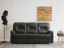 Sofa z manualną funkcją relaksu 3-osobowa ekoskóra czarna BERGEN Lumarko!