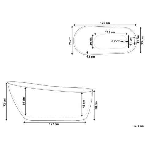Wanna wolnostojąca 170 x 78 cm czarna SOLARTE
