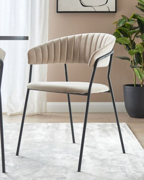 Zestaw 2 krzeseł do jadalni MARIPOSA Welur Beżowoszary