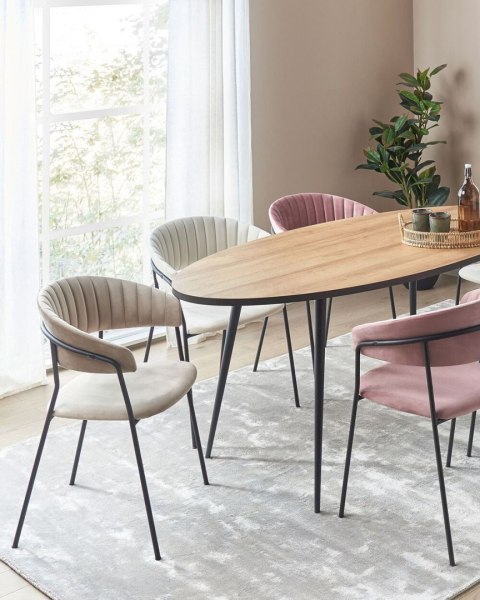 Zestaw 2 krzeseł do jadalni MARIPOSA Welur Beżowoszary