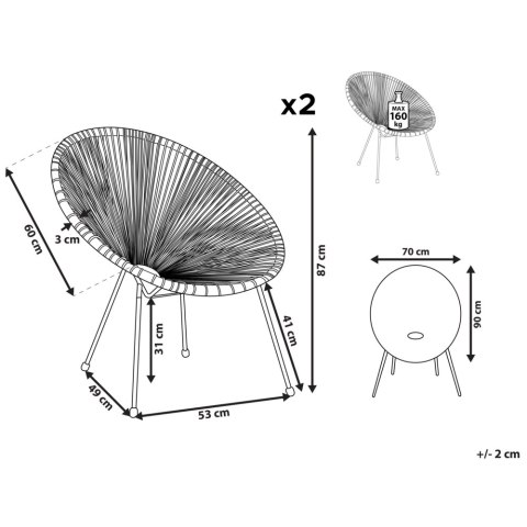 Zestaw 2 krzeseł ogrodowych ACAPULCO II Technorattan Pomarańczowy