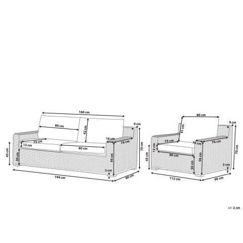 Zestaw ogrodowy dla 4 osób ARDEA Rattan Jasnobrązowy