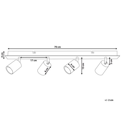 Lampa spot 4-punktowa TIGRIS Regulowana Metal Złoty