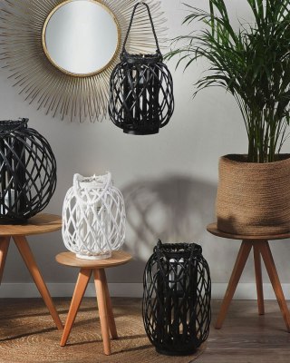 Lampion MAURITIUS Drewno 30 cm Czarny