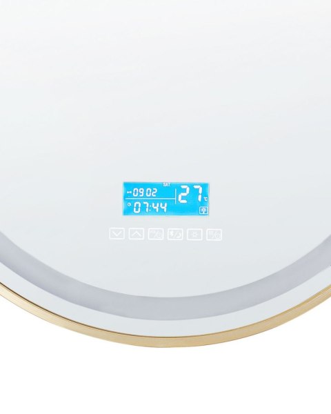 Lustro łazienkowe LED DAROIS 60 cm 60 cm Wbudowany głośnik Bluetooth Złoty
