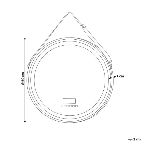 Lustro łazienkowe LED DAROIS 60 cm 60 cm Wbudowany głośnik Bluetooth Złoty