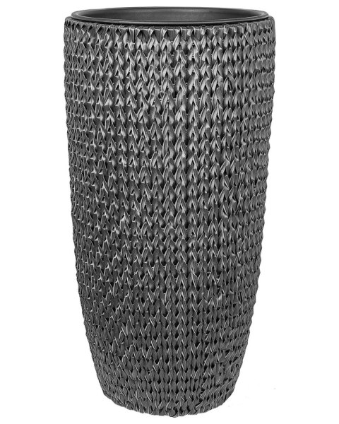 Zestaw 2 doniczek CEDRUS Technorattan 37/45 cm Czarny