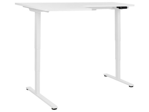 Biurko narożne lewe regulowane elektrycznie 160 x 59 cm białe DESTINES