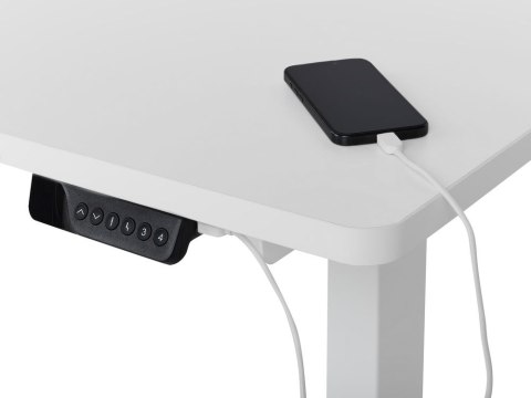Biurko narożne lewe regulowane elektrycznie 160 x 59 cm białe DESTINES