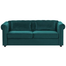 Sofa rozkładana welurowa zielona CHESTERFIELD Lumarko!