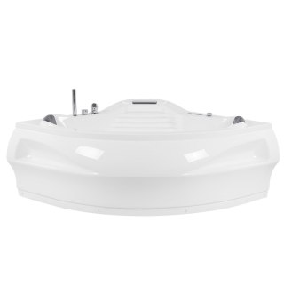 Wanna narożna LED z hydromasażem i glośnikiem Bluetooth 210 x 145 cm biała MONACO