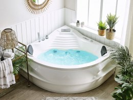 Wanna narożna LED z hydromasażem i glośnikiem Bluetooth 210 x 145 cm biała MONACO Lumarko!