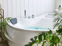 Wanna narożna LED z hydromasażem i glośnikiem Bluetooth 210 x 145 cm biała MONACO Lumarko!