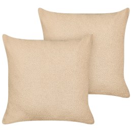 Zestaw 2 poduszek dekoracyjnych LEUZEA Boucle 60 x 60 cm Piaskowy Jednolity Lumarko!