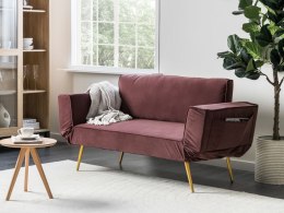 Sofa rozkładana welurowa różowa SAARELA Lumarko!