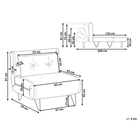 Sofa welurowa rozkładana szara VESTFOLD