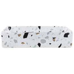Umywalka nablatowa ceramiczna 51 x 34 cm biała z efektem lastryko NULES Lumarko!