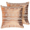 Zestaw 2 poduszek dekoracyjnych OUJDA Bawełna 50 x 50 cm Miedziany Wzór geometryczny