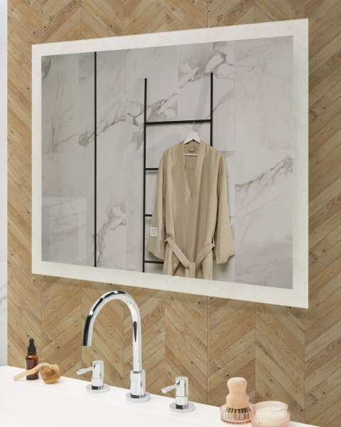 Lustro łazienkowe LED ADOUR 80 cm 60 cm Srebrny