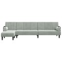 Sofa rozkładana L, jasnoszara, 260x140x70 cm, aksamit Lumarko! Lumarko!