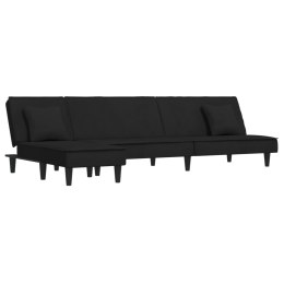  Sofa rozkładana w kształcie L, czarna, 255x140x70 cm, aksamit Lumarko! Lumarko!