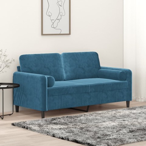  2-osobowa sofa z poduszkami, niebieska, 140 cm, aksamit Lumarko! Lumarko!