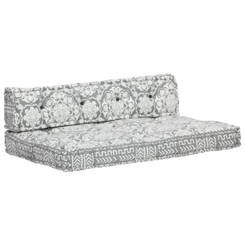  Sofa z poduszek na paletę, tkanina, jasnoszary patchwork Lumarko! Lumarko!