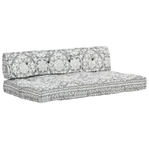  Sofa z poduszek na paletę, tkanina, jasnoszary patchwork Lumarko! Lumarko!