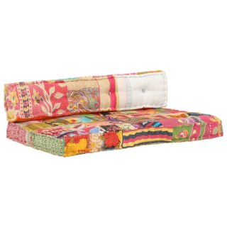  Sofa z poduszek na paletę, tkanina, wielokolorowy patchwork Lumarko! Lumarko!