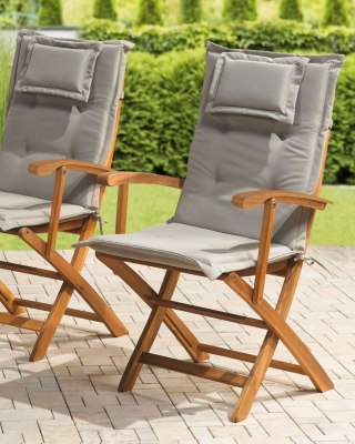 Zestaw 2 krzeseł ogrodowych z poduszkami MAUI Drewno akacjowe Szary