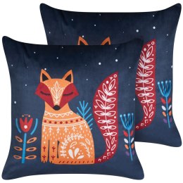 2 welurowe poduszki dekoracyjne dla dzieci w liski 45 x 45 cm ciemnoniebieskie FIRESPIKE Lumarko!