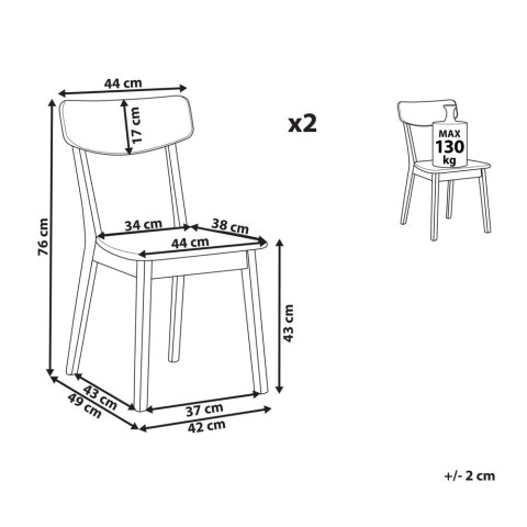 Zestaw 2 krzeseł do jadalni SANTOS Biały