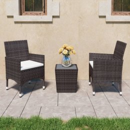  3-cz. zestaw bistro, rattan PE i szkło hartowane, brązowy Lumarko! Lumarko!