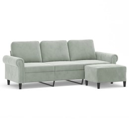  3-osobowa sofa z podnóżkiem, jasnoszara, 180 cm, aksamit Lumarko! Lumarko!