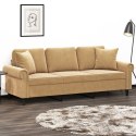  3-osobowa sofa z poduszkami, brązowa, 180 cm, aksamit Lumarko! Lumarko!