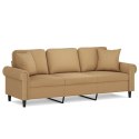  3-osobowa sofa z poduszkami, brązowa, 180 cm, aksamit Lumarko! Lumarko!