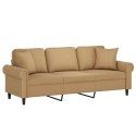  3-osobowa sofa z poduszkami, brązowa, 180 cm, aksamit Lumarko! Lumarko!