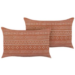 Zestaw 2 poduszek dekoracyjnych ORLAYA Bawełna 55 x 35 cm Pomarańczowy Wzór geometryczny Lumarko!