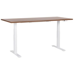 Biurko regulowane elektrycznie 180 x 80 cm ciemne drewno z białym DESTINES Lumarko!