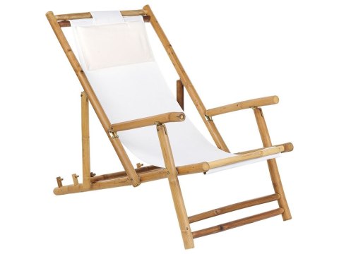 Zestaw 2 leżaków ogrodowych bambusowy jasne drewno z białym ATRANI