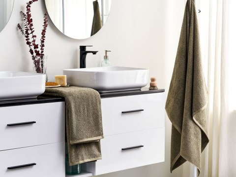 Komplet 2 ręczników MITIARO Bawełna frotte Oliwkowy