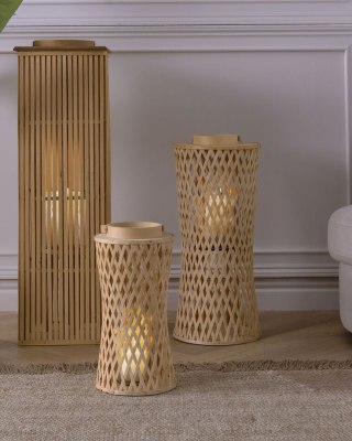 Lampion MACTAN Drewno 38 cm Naturalny