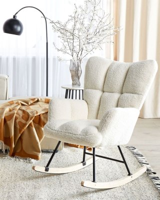 Fotel bujany OULU Boucle Biały