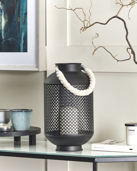 Lampion CORON Metal 34 cm Czarny