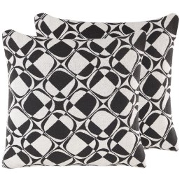 Zestaw 2 poduszek dekoracyjnych KOTURE Bawełna 45 x 45 cm Czarny/ biały Wzór geometryczny Lumarko!