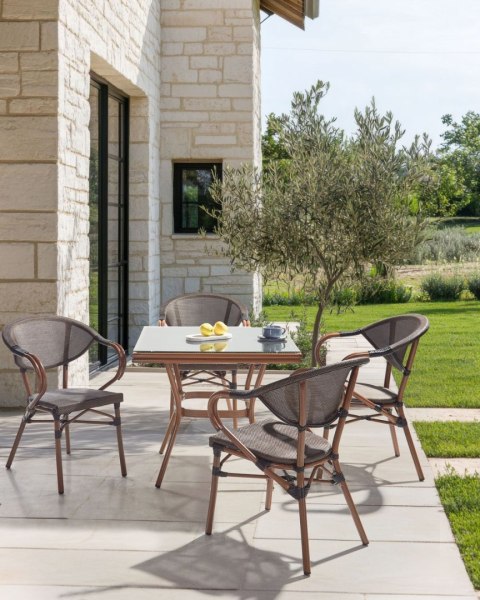 Zestaw 4 krzeseł ogrodowych CASPRI II Metal Szary