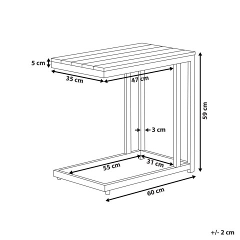 Stolik pomocniczy ogrodowy jasne drewno z białym MESSINA