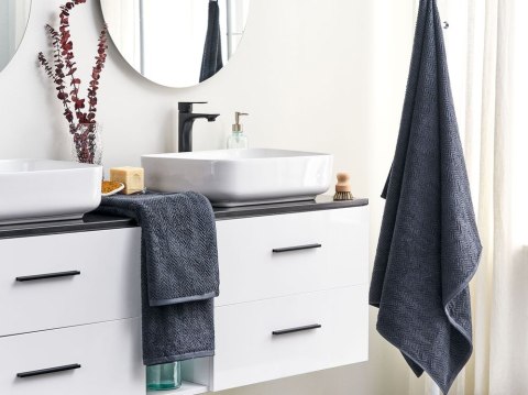 Komplet 2 ręczników MITIARO Bawełna frotte Ciemnoniebieski