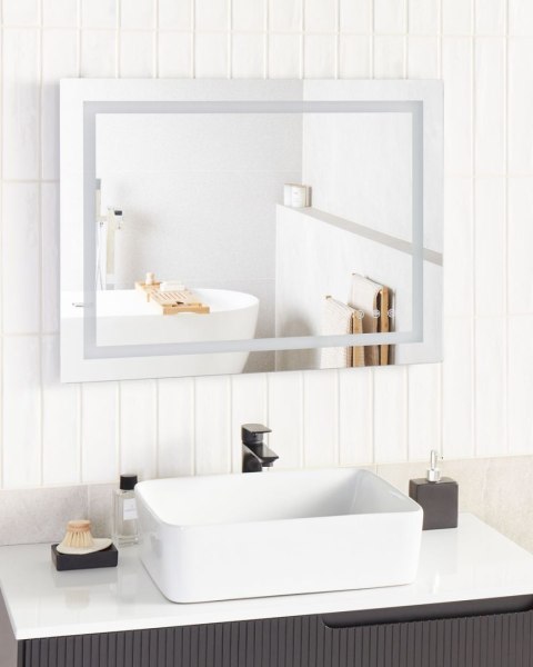 Lustro łazienkowe LED PRENOIS 80 cm 60 cm Srebrny