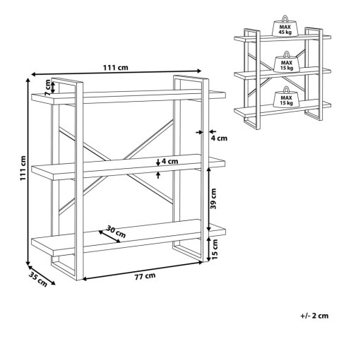 Regał 3 półki TIMBER 111 cm Jasnobrązowy